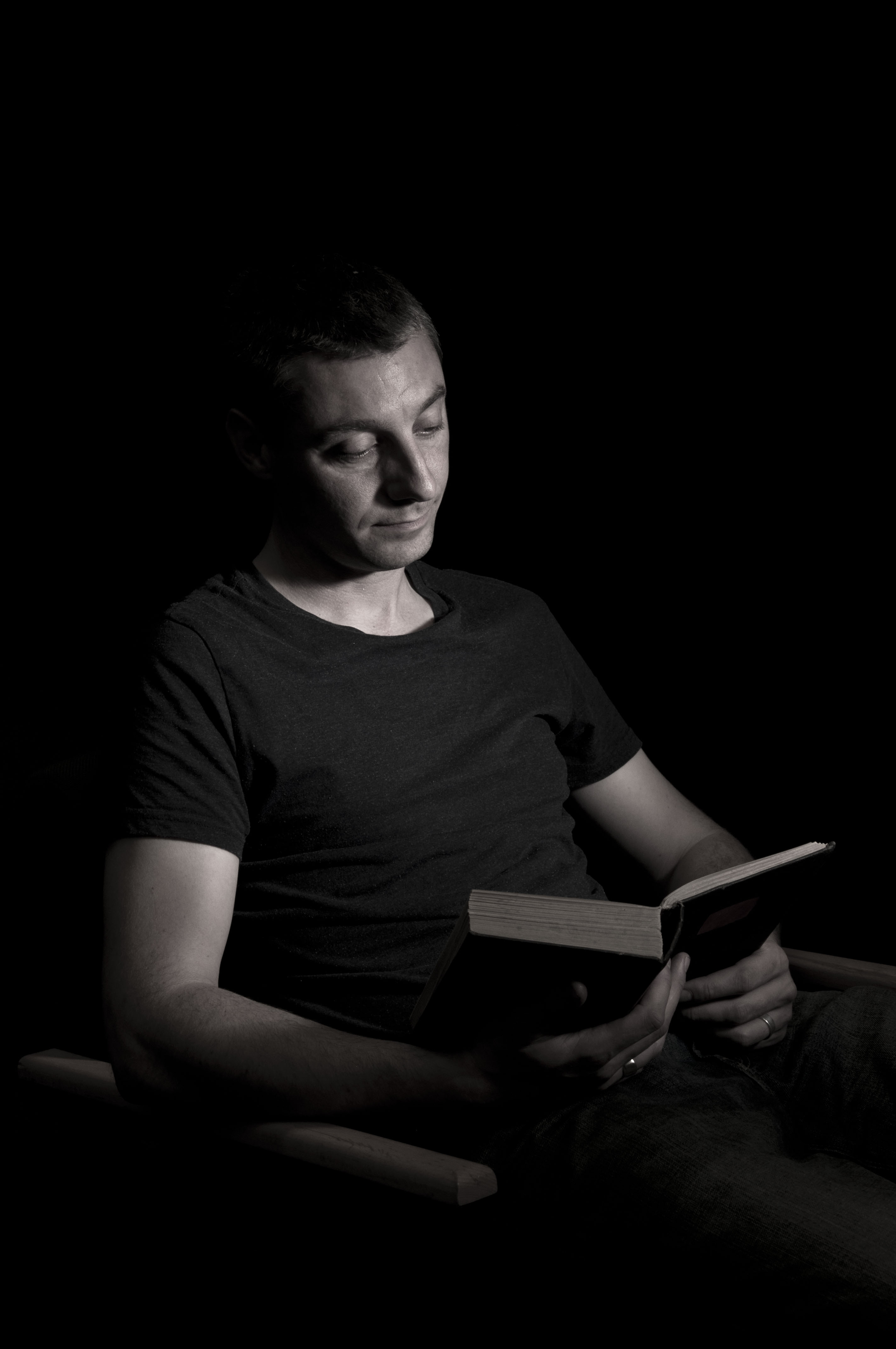 dan reading a book